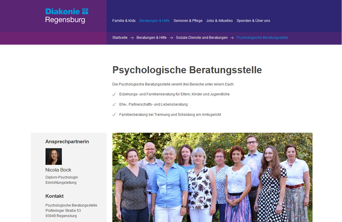 Diakonie Regensburg Psychological Counselling Centre<h3>Diakonie Regensburg Psychologische Beratungsstelle</h3>